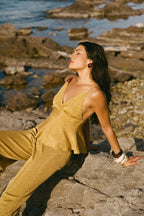 Pantalon En Maille Métallisée - Or