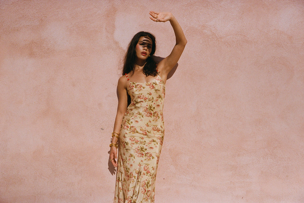 Robe En Crêpe À Imprimé Vintage - Roseraie