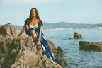 Robe En Chiffon À Imprimé Et À Plis - Bleu