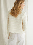 Veste Tweed Ecr - Beige Clair Uni - Femme