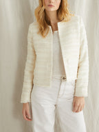 Veste Tweed Ecr - Beige Clair Uni - Femme