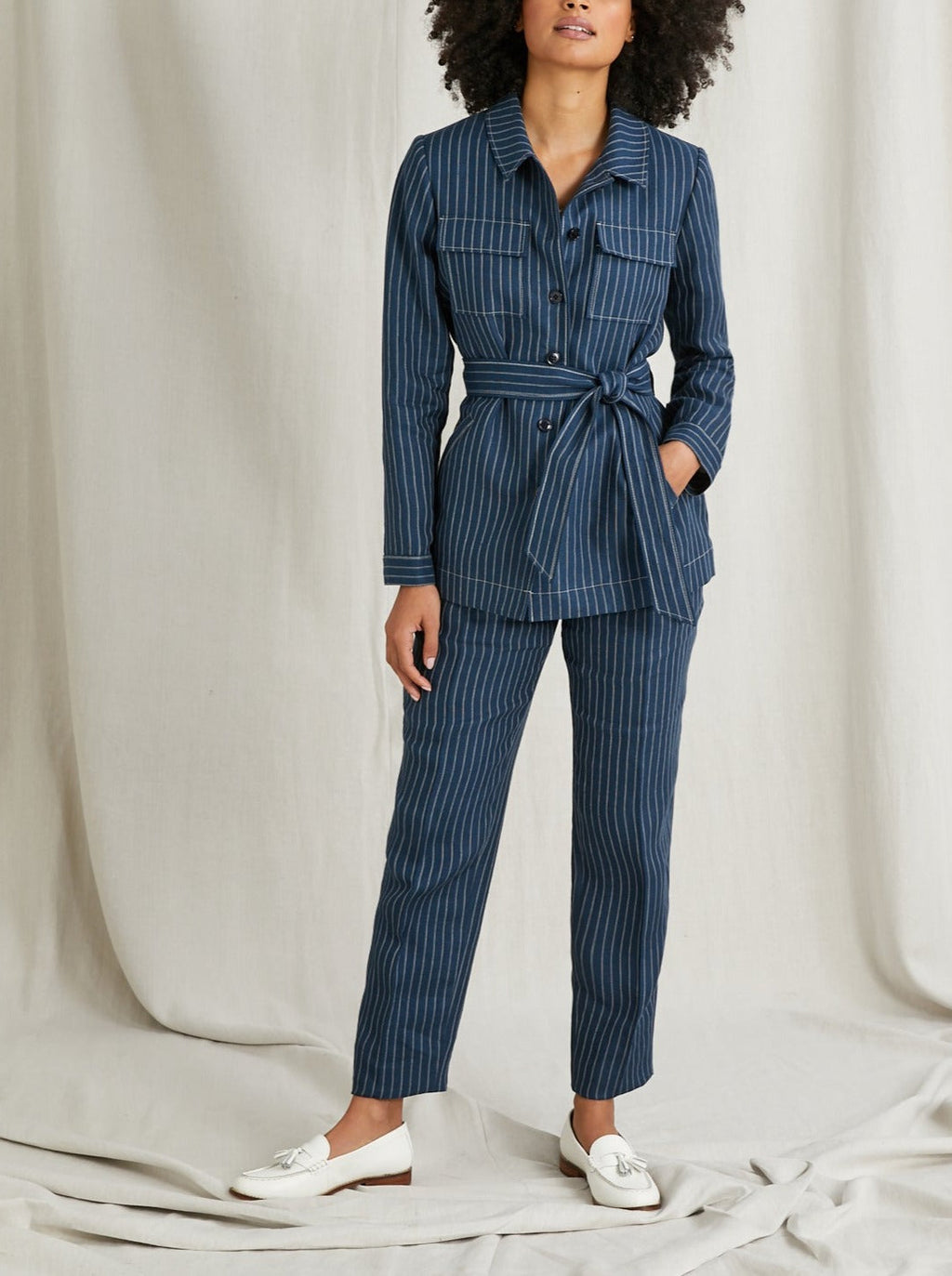 Saharienne Raye - Bleu Fonce Raye - Femme