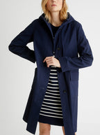 Carcoat Long Ct - Bleu Fonce Uni - Femme