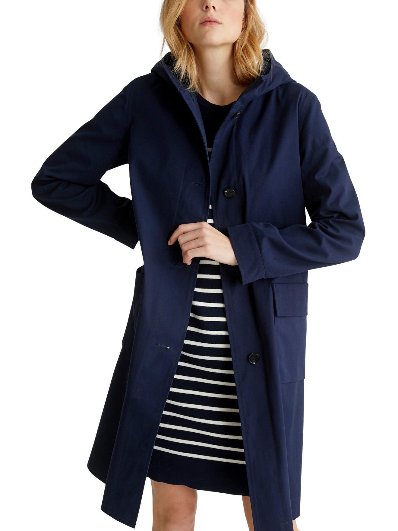 Carcoat Long Ct - Bleu Fonce Uni - Femme