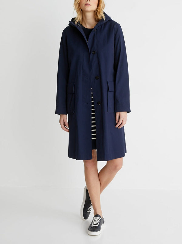 Carcoat Long Ct - Bleu Fonce Uni - Femme