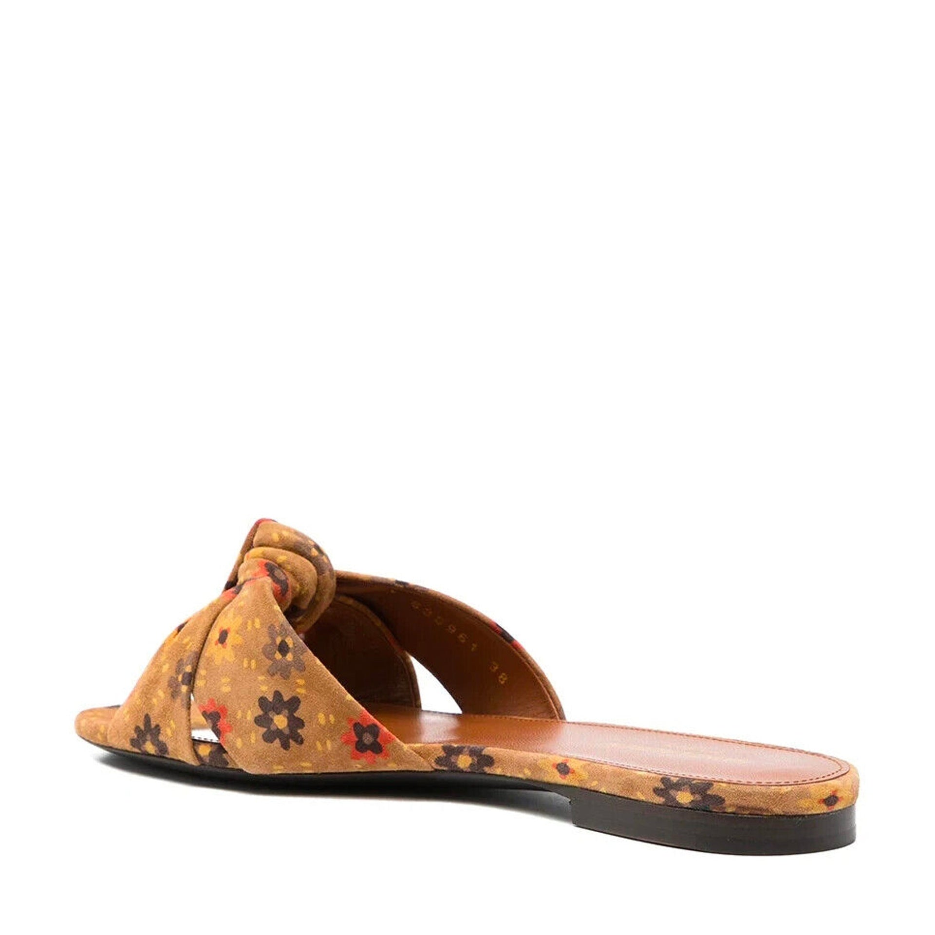 Claquettes Saint Laurent Bianca Knotted Suede - Brown - Femme