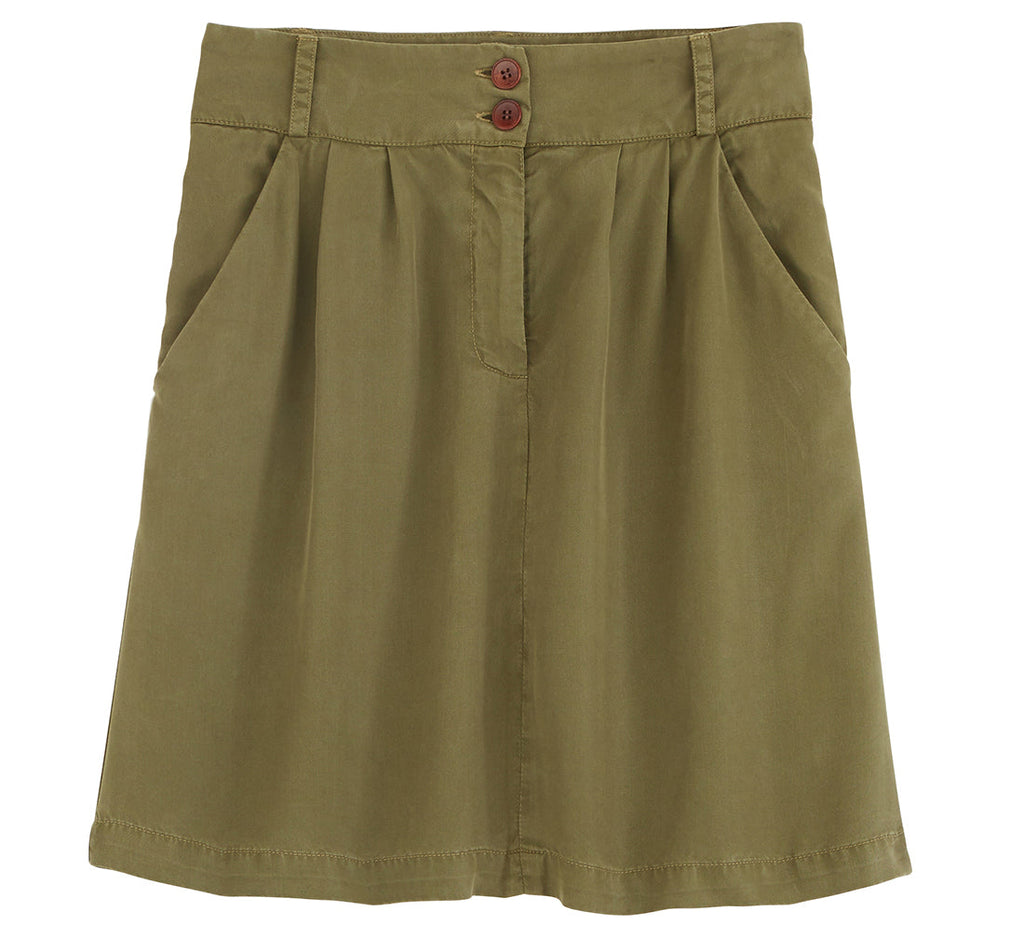 Jupe Lyocell Co - Kaki Uni - Femme