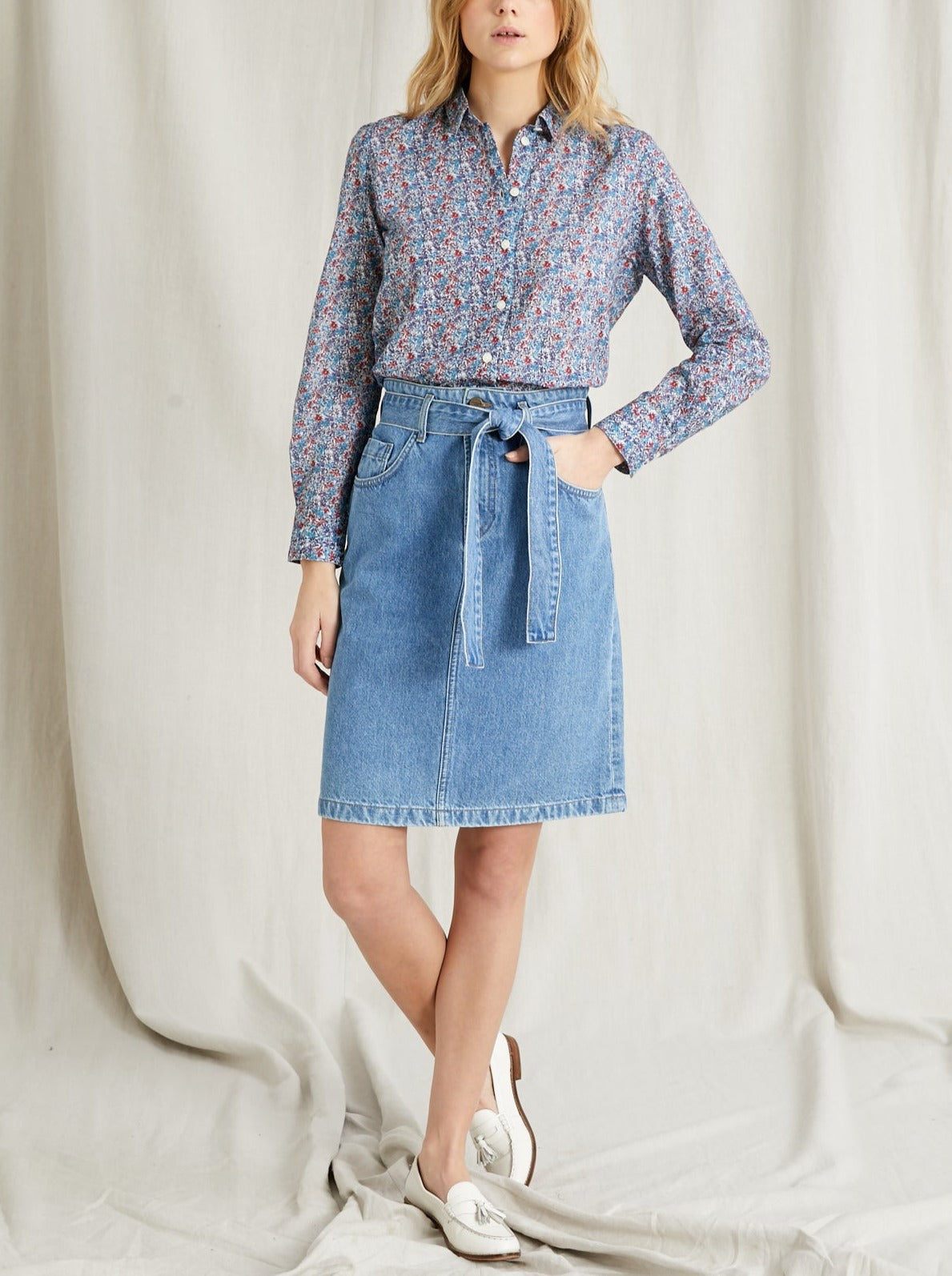 Jupe Denim Court - Bleu Clair DelaVeste - Femme
