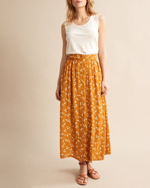 Jupe Longue Isa - Jaune Fonce Imprime - Femme