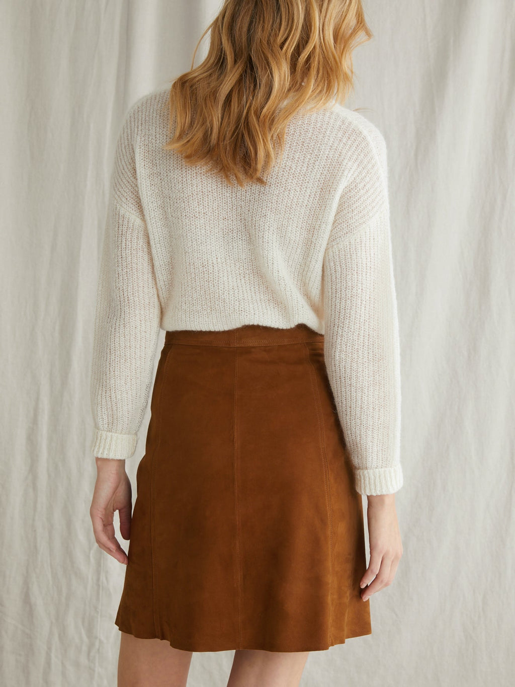 Jupe Velour Che - Marron Moyen Uni - Femme