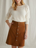 Jupe Velour Che - Marron Moyen Uni - Femme