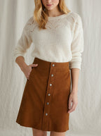 Jupe Velour Che - Marron Moyen Uni - Femme