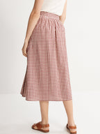 Jupe Long Vichy - Rouge Moyen Carreaux - Femme