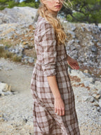 Robe L Kro - Marron Moyen Carreaux - Femme