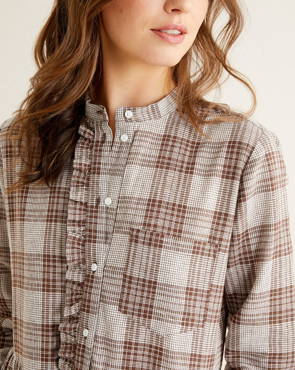 Robe L Kro - Marron Moyen Carreaux - Femme