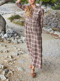 Robe L Kro - Marron Moyen Carreaux - Femme