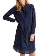 Cyrillus - Robe Brod Angl - Bleu Fonce Uni - Femme