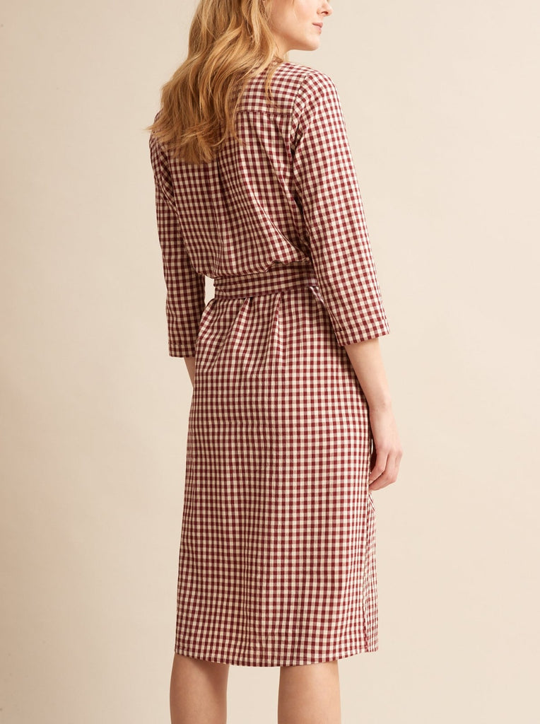 Cyrillus - Robe Longue Vic - Rouge Moyen Carreaux - Femme