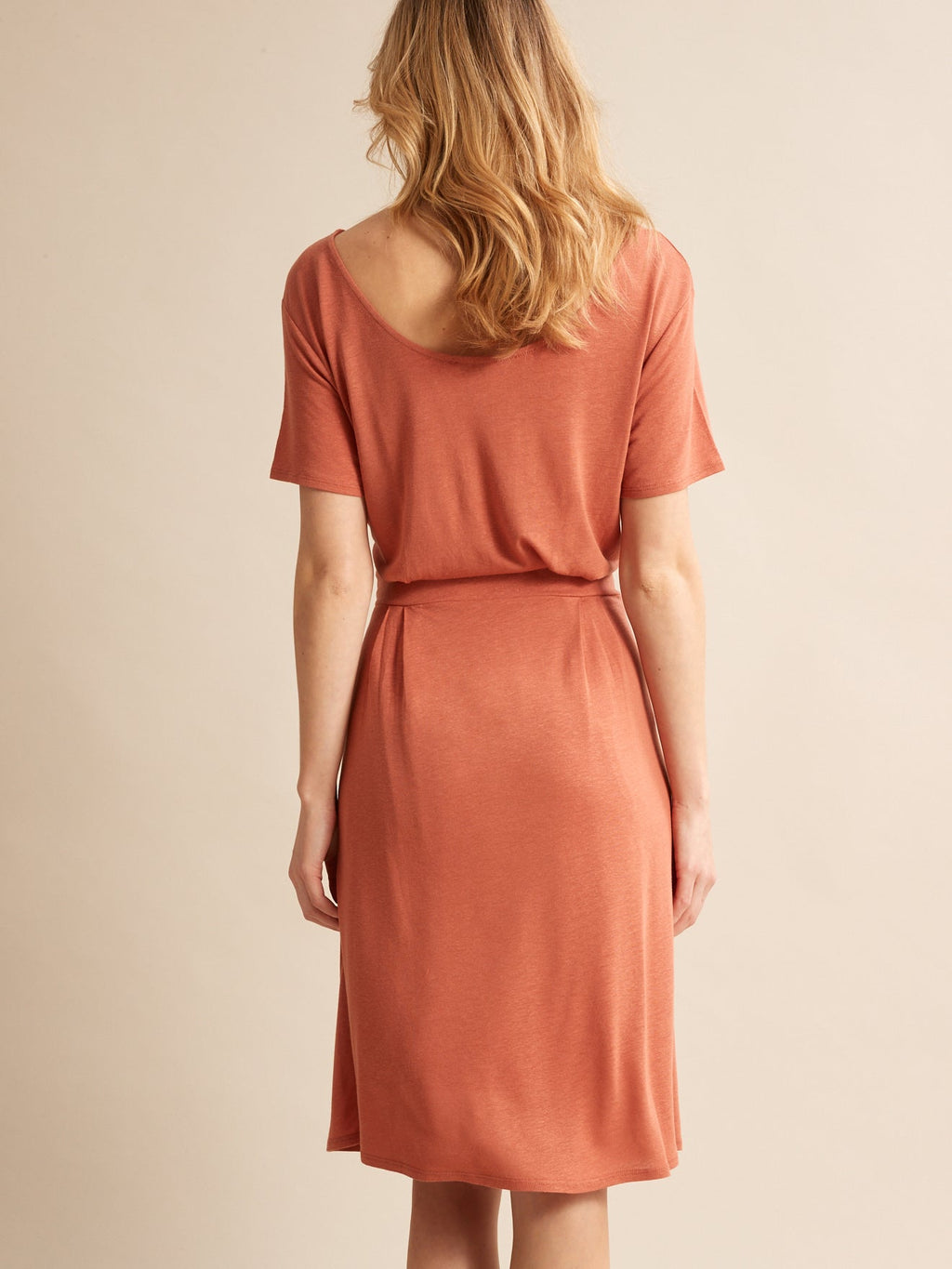 Robe Tee Shirt - Orange Fonce Grise - Femme