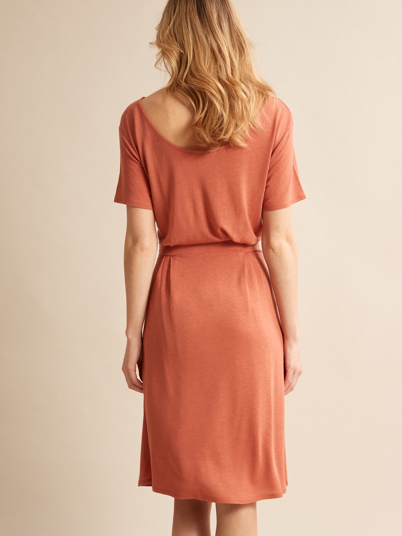 Robe Tee Shirt - Orange Fonce Grise - Femme