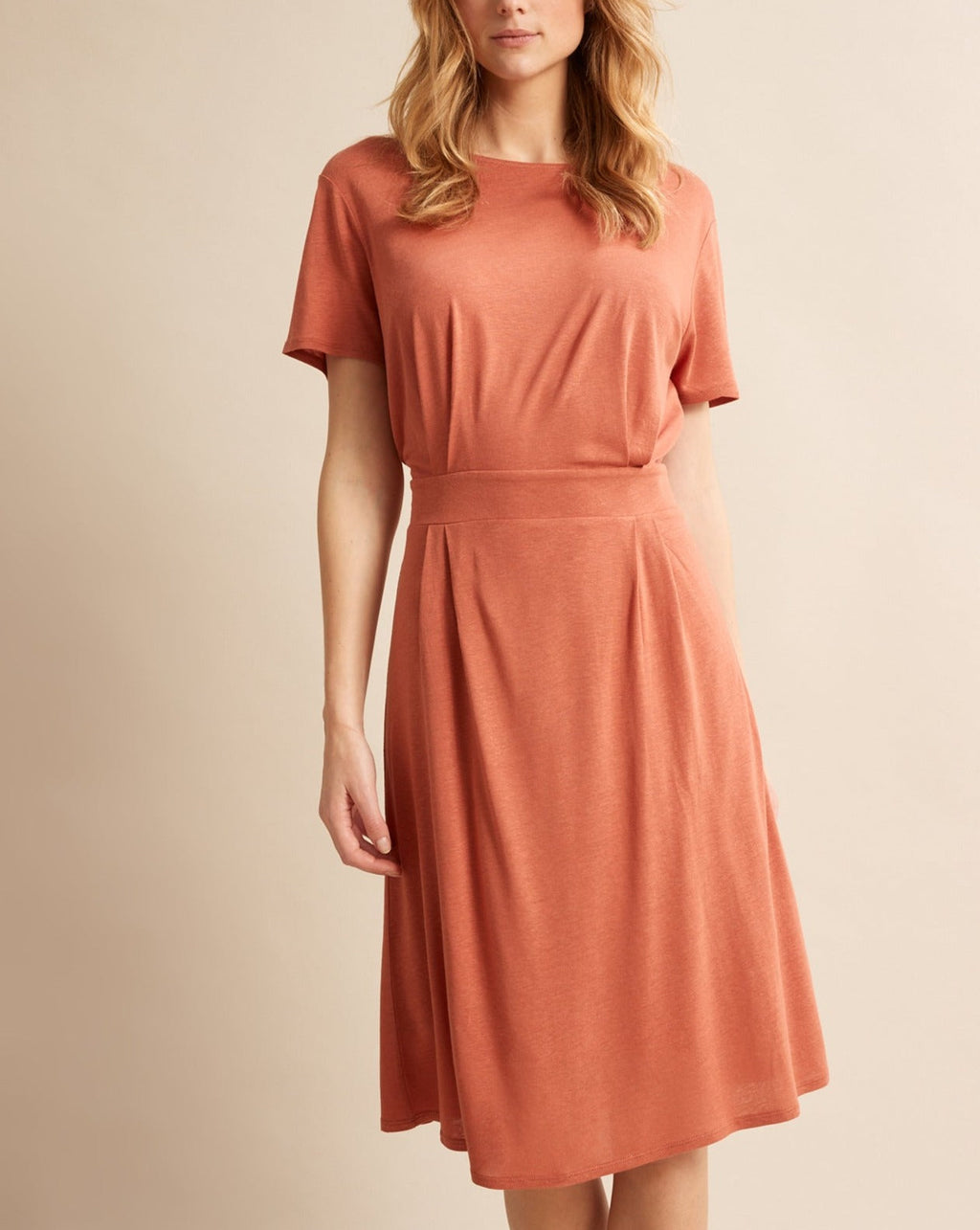 Robe Tee Shirt - Orange Fonce Grise - Femme
