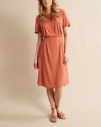 Robe Tee Shirt - Orange Fonce Grise - Femme