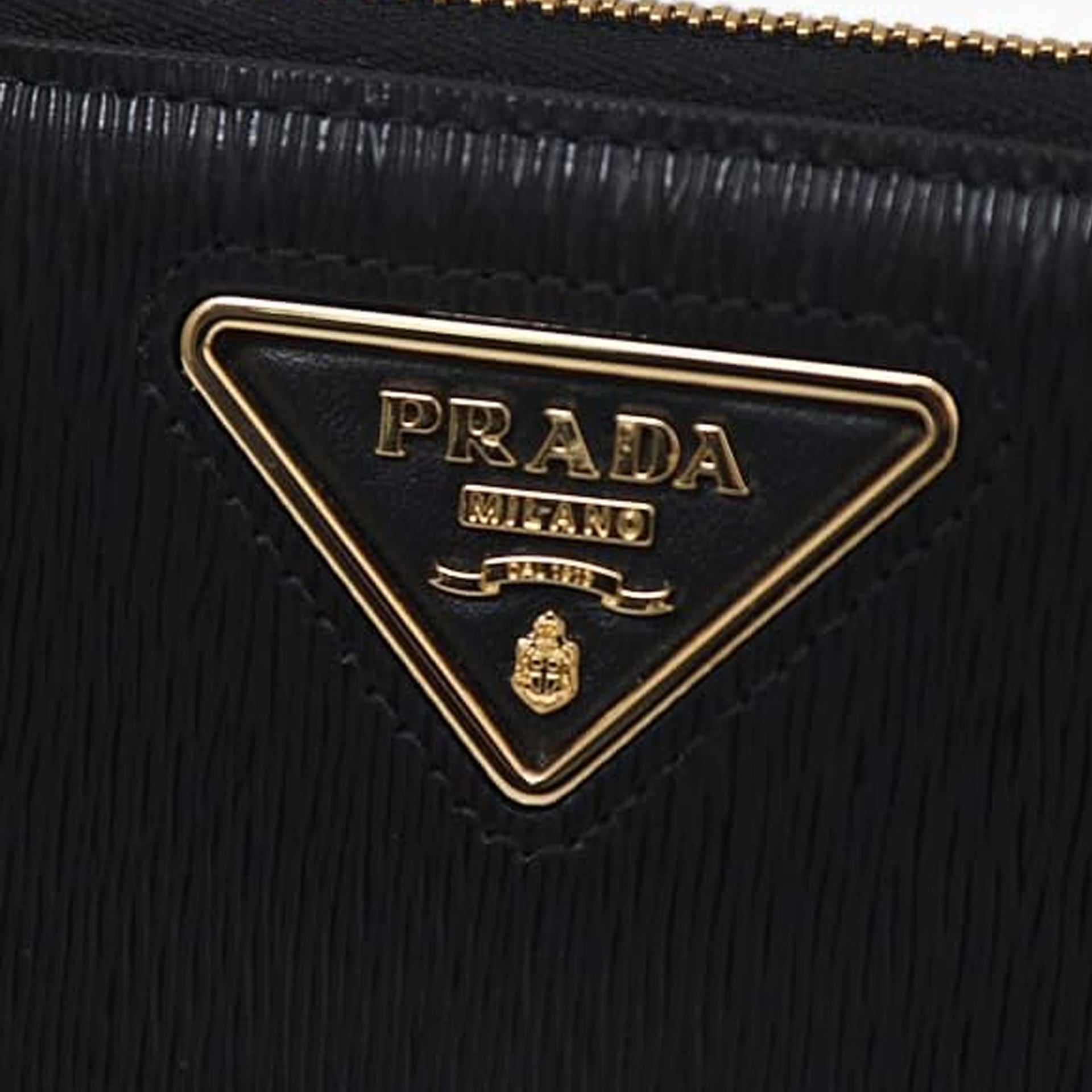 Prada - Portefeuille Leather Logo - Femme - Black