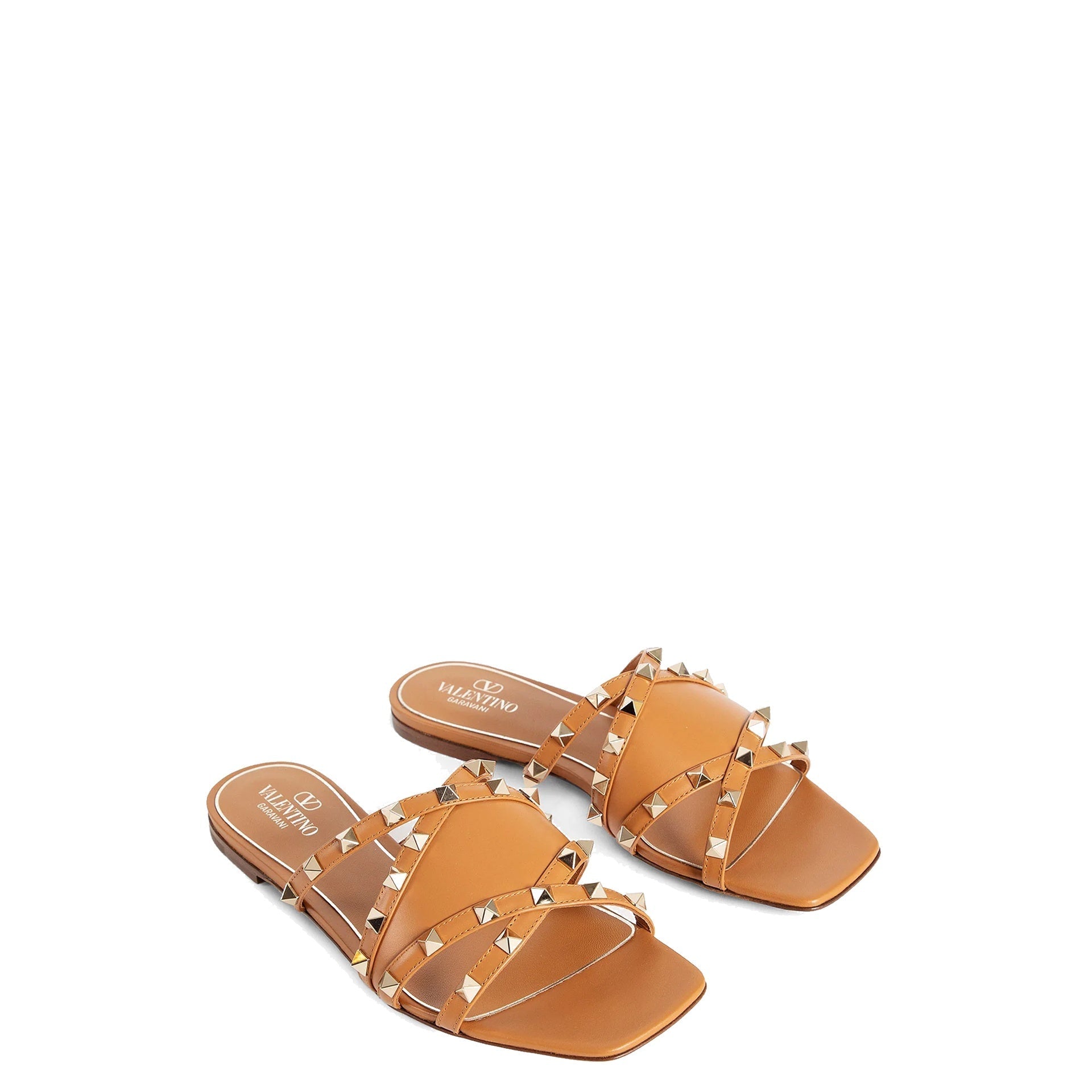 Sandales Valentino Garavani Rockstud Leather - Brown - Femme