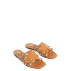 Sandales - Valentino Garavani Rockstud Leather Flat - Brown