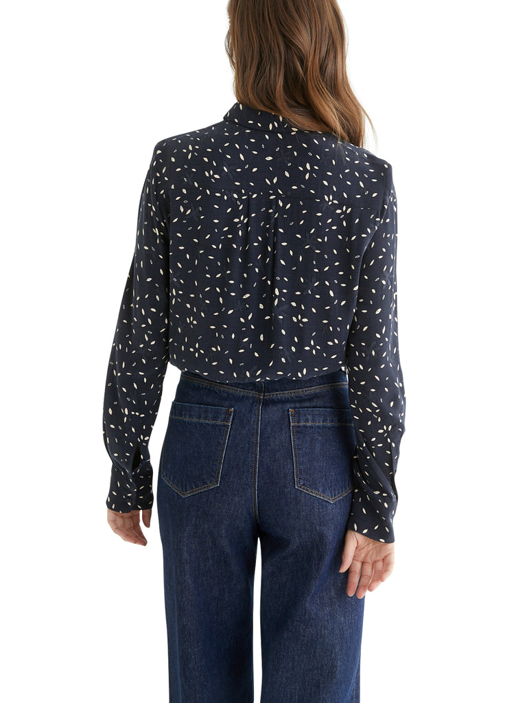 Cyrillus - Chemise Jacquard Imp - Bleu Fonce Imprime - Femme