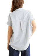 Blouse Vareuse Seersuc - Blanc Clair Raye - Femme