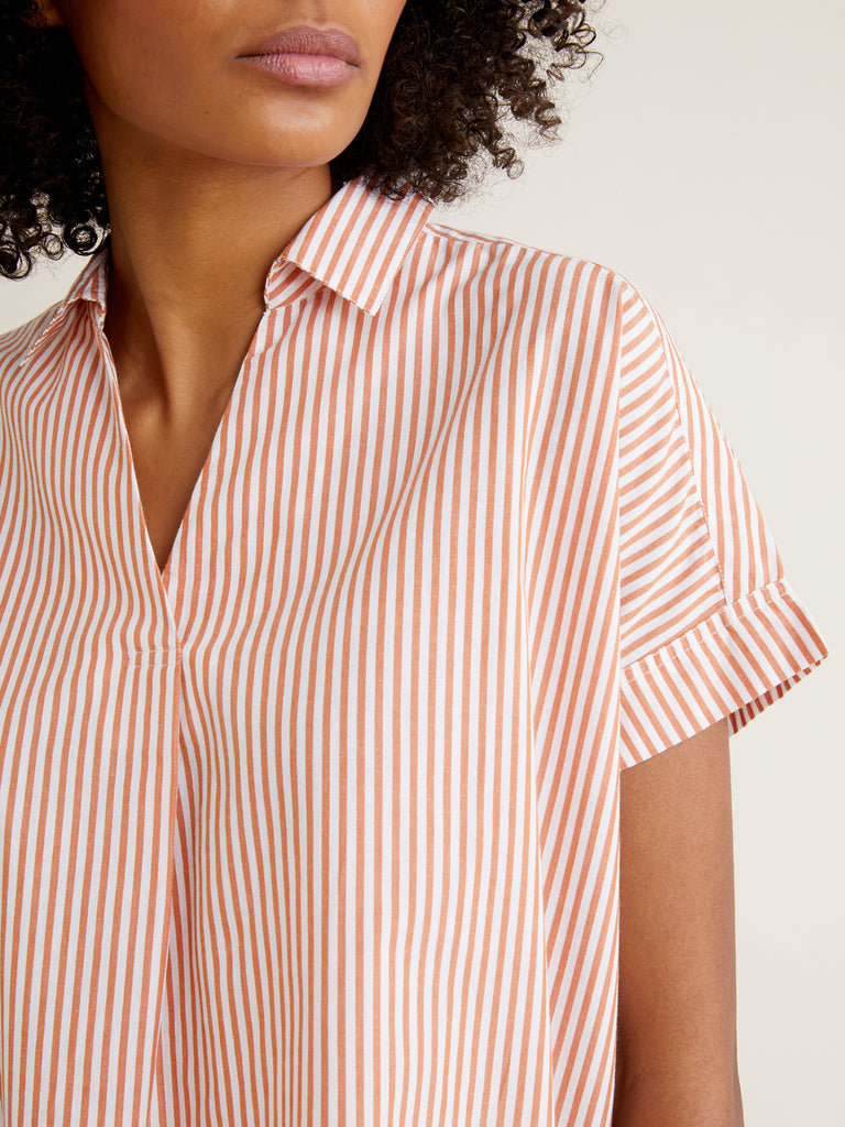 Cyrillus - Blouse Vareuse Seersuc - Blanc Clair Raye - Femme
