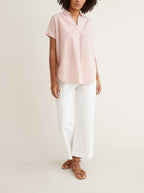 Cyrillus - Blouse Vareuse Seersuc - Blanc Clair Raye - Femme