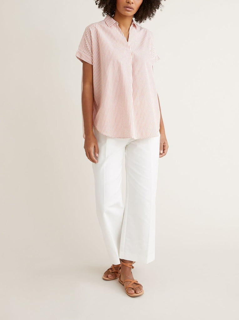 Cyrillus - Blouse Vareuse Seersuc - Blanc Clair Raye - Femme