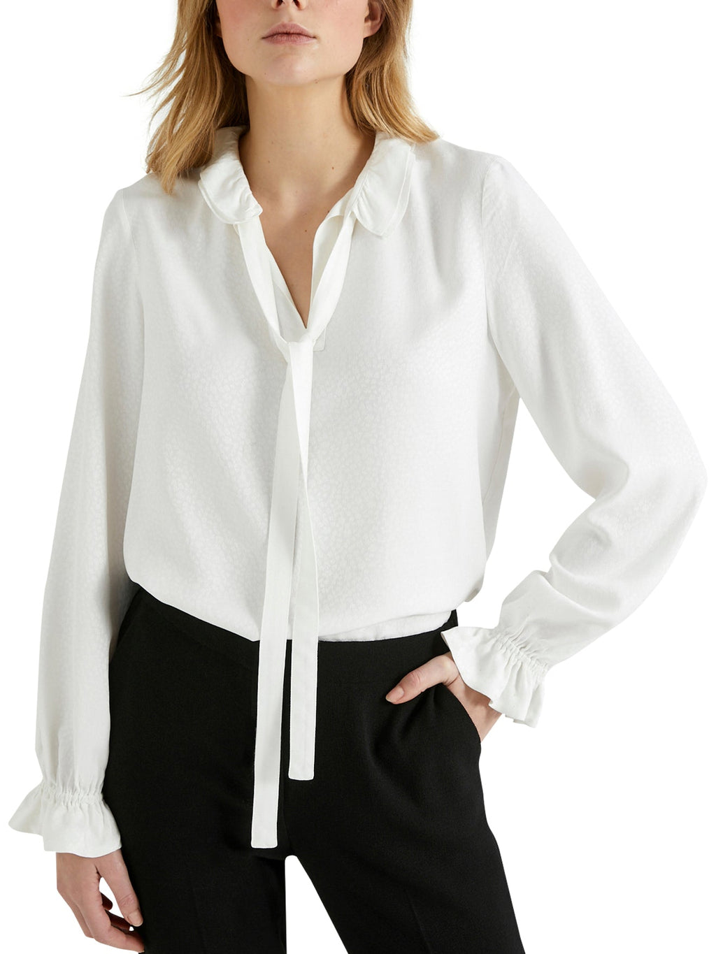 Blouse Jacquard - Blanc Moyen Grise - Femme