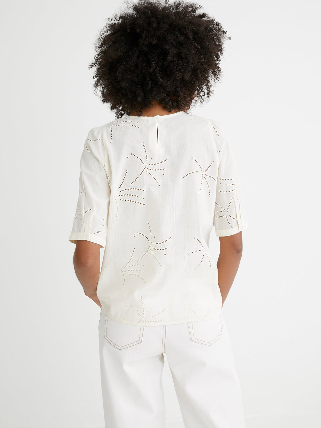 Blouse Brod Ang - Blanc Moyen Uni - Femme