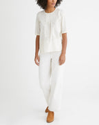 Blouse Brod Ang - Blanc Moyen Uni - Femme
