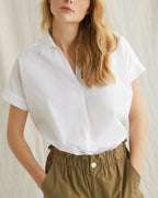 Blouse Vareuse Popelin - Blanc Moyen Uni - Femme