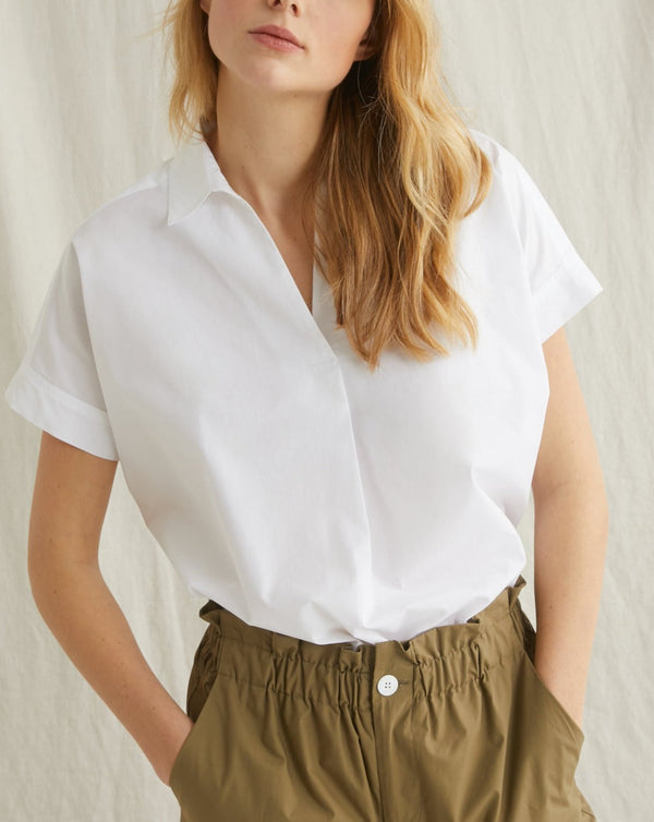 Blouse Vareuse Popelin - Blanc Moyen Uni - Femme