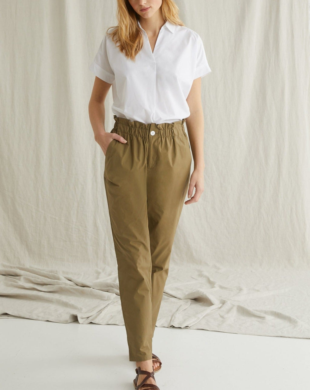 Blouse Vareuse Popelin - Blanc Moyen Uni - Femme
