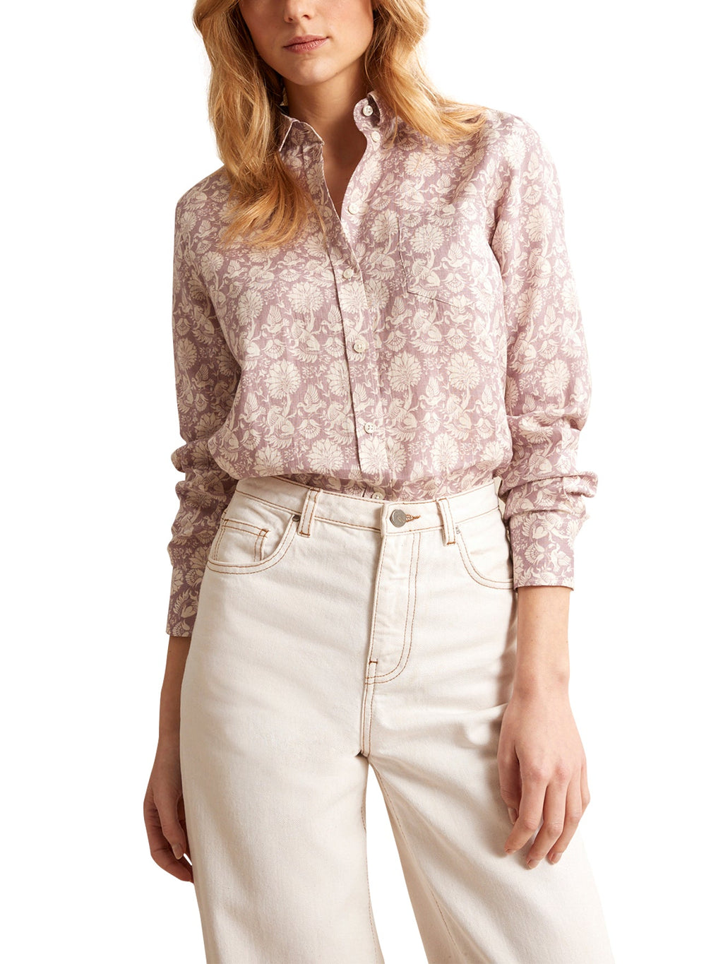 Chemise Lin Ico - Violet Clair Imprime - Femme