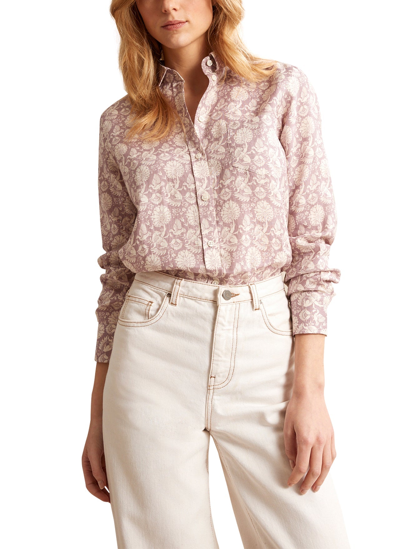 Chemise Lin Ico - Violet Clair Imprime - Femme