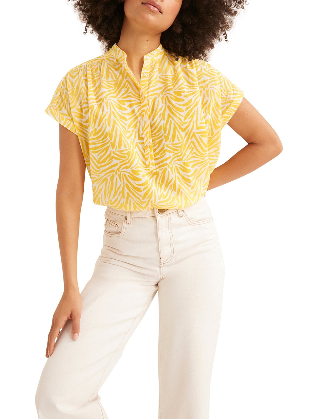 Top Imp Zèbre J - Jaune Clair Imprime - Femme