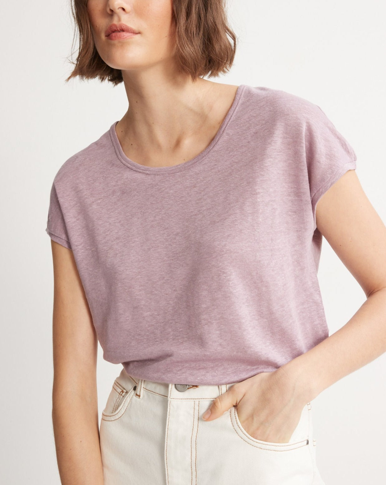 T-shirt  Lin Mc Col R - Jaune Moyen Grise - Femme