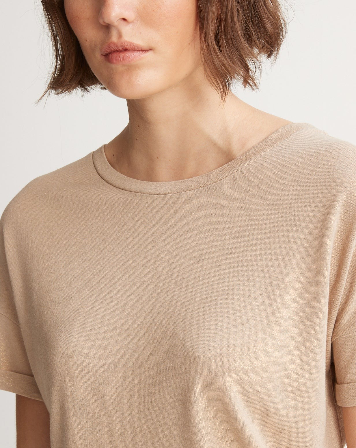 T-shirt Metal Dore - Beige Moyen Metallise - Femme