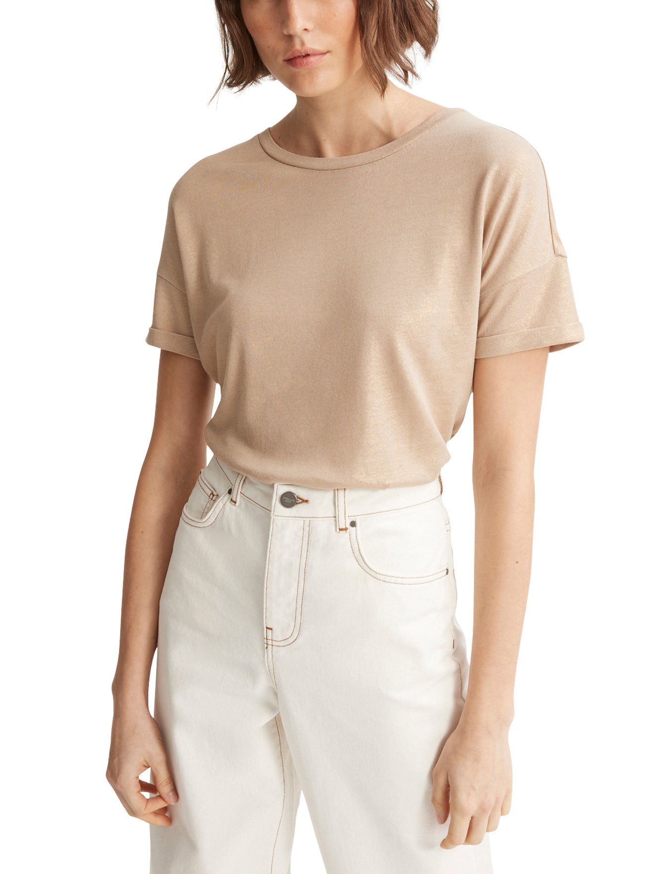 T-shirt Metal Dore - Beige Moyen Metallise - Femme
