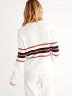 Pull Graphique - Blanc Moyen Raye - Femme