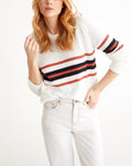 Pull Graphique - Blanc Moyen Raye - Femme