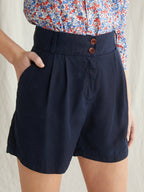Cyrillus - Short Lyocell - Bleu Fonce Uni - Femme