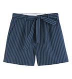 Cyrillus - Short Lin Raye - Bleu Fonce Raye - Femme
